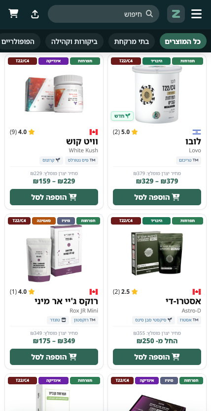 תצוגת מוצרי קנאביס רפואי בקנאביז